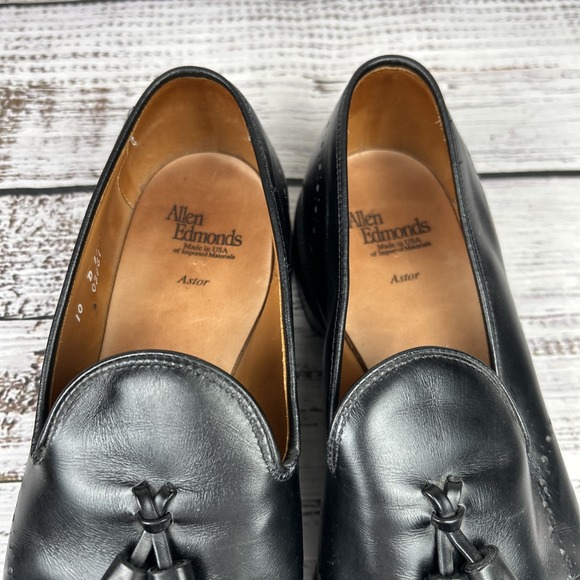 Allen Edmonds Astor 1107 Men\'s 10 D Black Leather Slip On Tassel Loafers Shoes main image 10